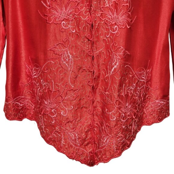 Red Blouse Top Embroidered New Size XS/S  NEW - Picture 4 of 11